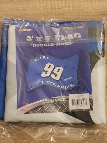 NASCAR Carl Edwards  #99 Rousch Fenway Double Sided 3x5 ft Blue Race Flag New Cover