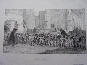 LITHOGRAPHIE " L’ÉCOLE CHRETIENNE " lithographie de Villain 1860 - Picture 1 of 2