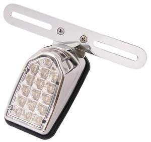 MOTORCYCLE REAR TAIL LIGHT LED MINI TOMBSTONE REAR / BRAKE LIGHT CUSTOM CHROME - Picture 1 of 2