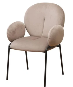 Modern Upholstered Arm Living Chair Dining Velvet with Sturdy Metal Legs Heav... - Picture 1 of 7