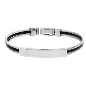 Men Women 7.5MM Stainless Surgical Steel Cable Rubber Cable ID Bracelet 8.5" - Picture 1 of 1