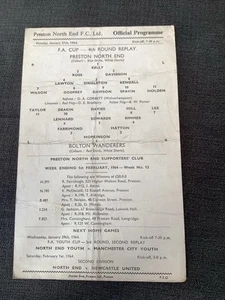 1963/4 Preston V Bolton FAC Replay. Single Sheet Card. - Picture 1 of 1