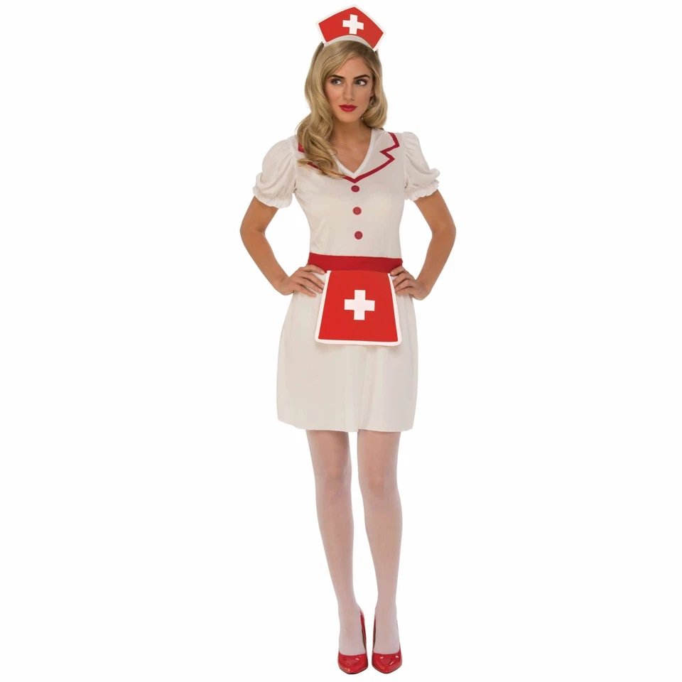 Disfraz de Enfermera Hospital Retro Años 40 Años 50 Pin Up Blanco Uniforme Adulto Mujer Foto 1 de 1