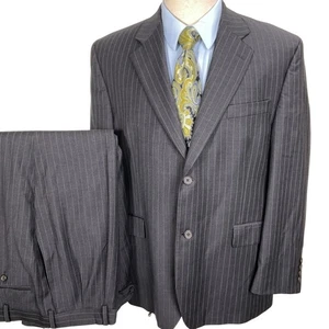 LAUREN Ralph Lauren Suit Men 42S 36W 26L Charcoal Pinstripe Classic Career Wool - Picture 1 of 19