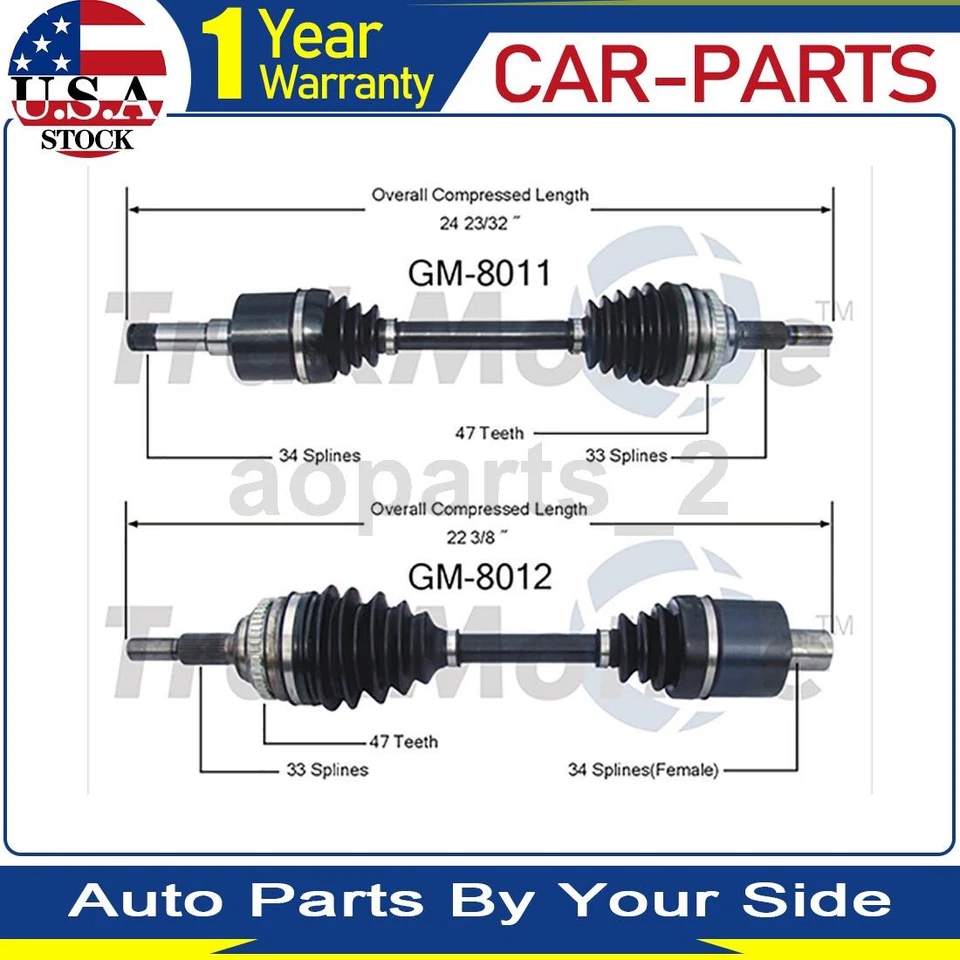 2 передних шарнирных вала оси TrakMotive для Saturn SC2 1997 1996 1995 1994 - Изображение 1 из 3