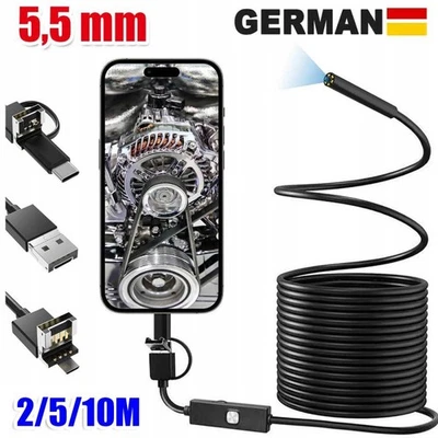 MARKENLOS 2-10M USB Endoscope Camera 5.5mm LED-HD Inspection Waterproof PC Android Phone-