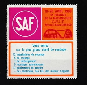 ERINNOPHILIE - Vignette SAF PARIS C.N.I.T. 1968 Bienale de la Machine Outil - Picture 1 of 1