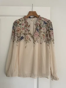 Autres Filles Damen Langarm Blumen Bordüre Chiffon Bluse Shirt Oberteil Large - Bild 1 von 4
