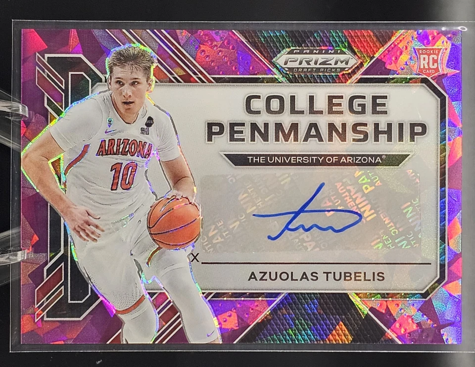 2023 Draft Picks College Penmanship Purple Ice Azuolas Tubelis Rookie Auto RC/99 - Image 1 of 2