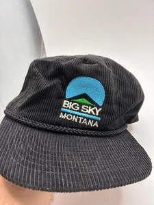Big Sky Montana Hat Corduroy Adjustable Black Vintage Outdoor Cap - Picture 1 of 5
