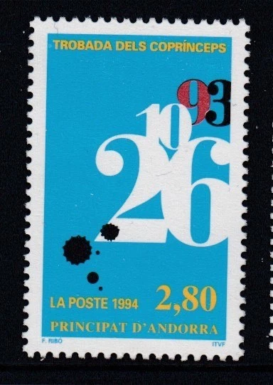 FRENCH ANDORRA Meeting of the Co-Princes MNH stamp - Image 1 of 1