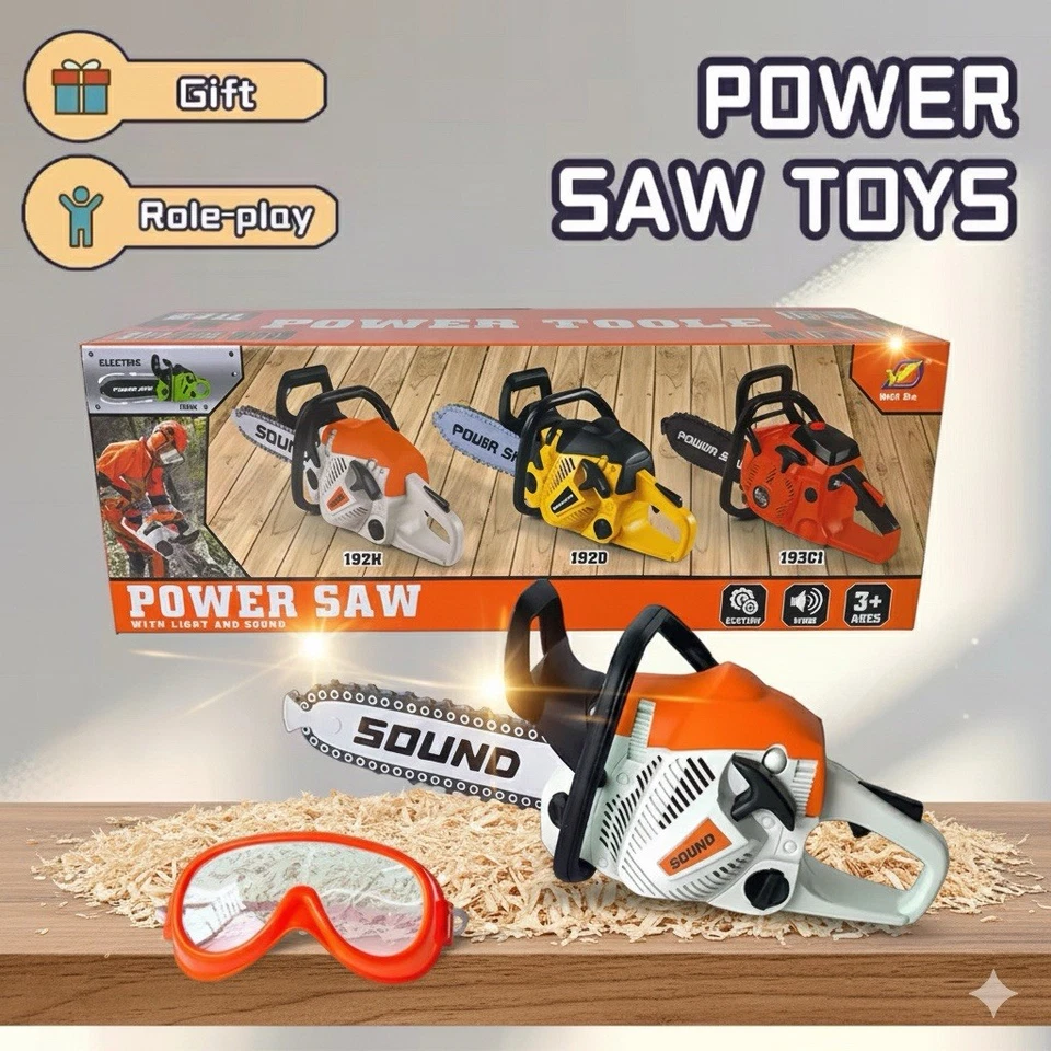Juego de motosierra de juguete a batería para niños Sierra eléctrica realista Foto 1 de 3