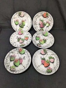 6er Set Fraises En Folie 8,5" Teller Gien France handbemalt Peint Main - Bild 1 von 15