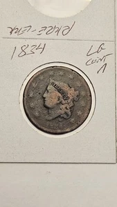 LARGE PENNY 1834-P SHARP DETAILS 1834 LARGE CENT LOT #A - Picture 1 of 5