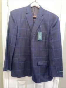 50R Ralph Lauren Blue Prince of Wales Glen Check Wool Blazer Sport Coat Jacket - Picture 1 of 8