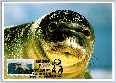 #5713h National Marine Sanctuaries Hawaiian Monk Seal FDC Maxi Card note bent - Image 1 of 2