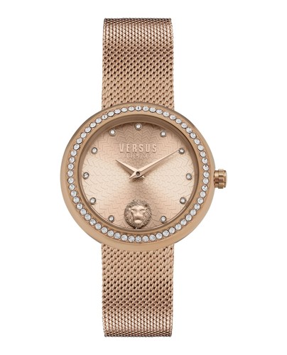 Versus Versace Orologio Donna Lea Cristallo Oro Rosa 35mm Bracciale Moda