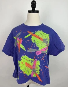 Camiseta De Colección Años 90 Para Mujer Talla Única Calce Recortado Gráfico Camiseta Neón Estampado Abstracto - Imagen 1 de 13
