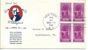 1939 FDC, WASHINGTON INAUGURATION, BLK - Picture 1 of 1