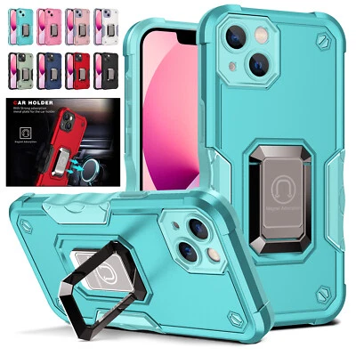 For iPhone 14 13 Pro Max 11 12 XS SE XR 8 Cover Magnetic Ring Holder Stand Case - Image 1 of 4