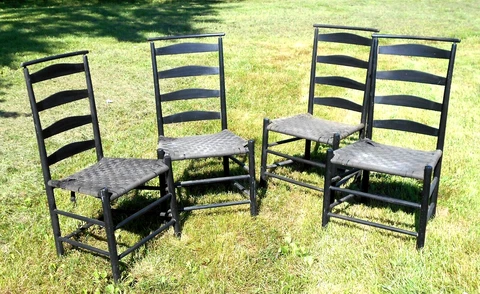 VINTAGE SET OF 4 SHAKER DINING CHAIRS WITH SHAWL BARS Cover