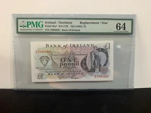 1983 Ireland-Northern,Bank Of Ireland 1 Pound BA117R P-65a* "Replacement/Star "  - Picture 1 of 2