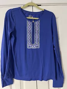 Lilly Pulitzer Sz Large Luxletic Blue 1/4 Zip Nylon Shirt Athletic Casual Golf - Picture 1 of 3