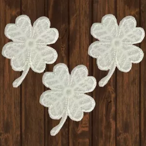 Mini Four Leaf Clover Embroidered Patch — 3-Pack — Iron On - Picture 1 of 1