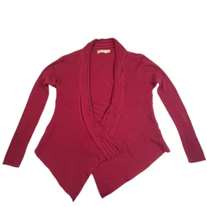 Faded Glory Strickjacke Damen XXL burgund gerippt asymmetrisch vorne offen Pullover - Bild 1 von 9