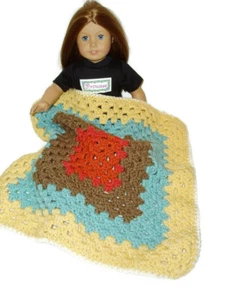 Crocheted Blanket fits 18" American Girl Doll & 15" Bitty Baby 17 1/2" X 17 1/2" - Picture 1 of 1