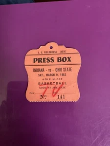 1963 U. of Indiana vs. Ohio State Media Press Pass Van Arsdale ultra rare! - Picture 1 of 2