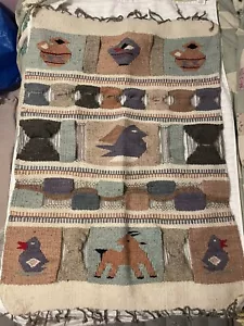 Vintage southwestern bird tapestry throw rug blanket 28x39 - Picture 1 of 1