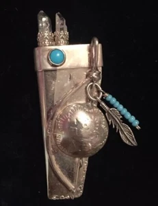 Lester Kish Handmade Signed Sterling Pendant With Turquoise & Quartz! - Picture 1 of 12