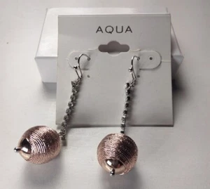 Aqua Silver and Rose Gold Drop Dangle Earrings - New - Picture 1 of 1