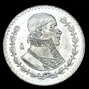 1967-Mo MEXICAN PESO Jose Morelos SILVER COIN CHOICE UNC. BU. KM#459 - Picture 1 of 8