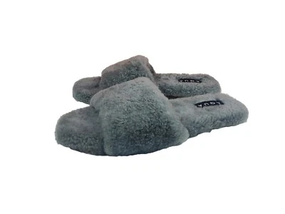 Aqua Women Real Fur Open Toe Slipper Gray size 7.5M ( Lot 890) - Image 1 of 4