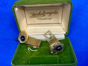 Michelangelo Collection Gold Tone Retro Vintage Cufflinks In Case - Picture 1 of 11