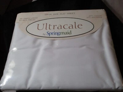 Vintage Springmaid Ultracale Twin Size Flat Sheet White Made in USA - Image 1 of 2