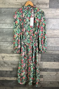 Raishma Studio Midi Dress Size UK 16 Green Pink Floral Boho Long Tiered Puff - Picture 1 of 11