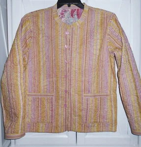 New $139 NORM THOMPSON Paisley Striped Reversible Quilted Kimono Jacket Duster~L - Picture 1 of 7