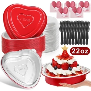 22oz Heart Shaped Cake Pans with Lids,20pcs Aluminum Foil Heart Cake Pans,Dis... - Picture 1 of 6