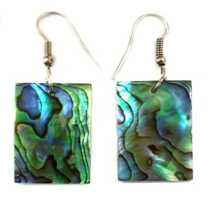 Pendientes colgantes concha de abulón natural Paua hechos a mano bohemio todos los días - Imagen 1 de 1