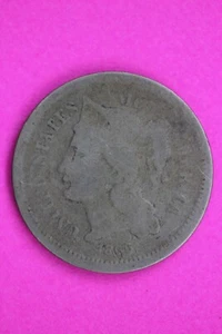 1866 Three 3 Cent Nickel Guaranteed Authentic & Genuine Fast Free Shipping 1539 - Picture 1 of 3