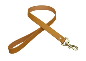 REAL LEATHER DOG LEAD 40" LONG FITTED WITH BRASS trigger IN 6 COLOUR - Picture 1 of 12