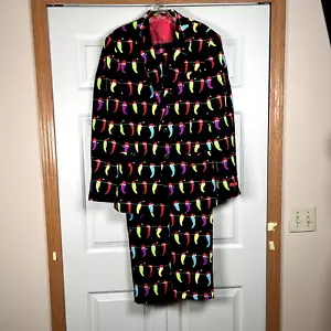 Glänzender Weihnachtsanzug Hot Chili Peppers Herren 38 Sakko 30/32 Hose Polyester - Bild 1 von 14
