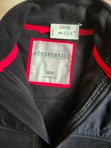 Aeropostale Jacket Mens XS Extra Small Full Zip Fleece Black 3 Pockets - Picture 1 of 8