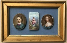 Ensemble de 3 miniatures sur porcelaine XIXème