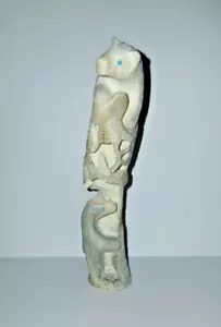 Indianer Zuni geschnitzter Geweih Bär Totem Fetisch zwei Bären - Bild 1 von 11