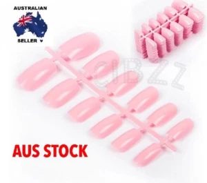 60PC Nail Tips Acrylics Artificial Fake Nails French Tip Nail Art Pink - Picture 1 of 2