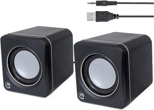 USB Powered Stereo Speaker System - Small Size - with Volume Control & 3.5 Mm Au - Picture 1 of 14